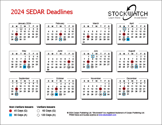 2024 SEDAR Deadlines Calendar - LARGE